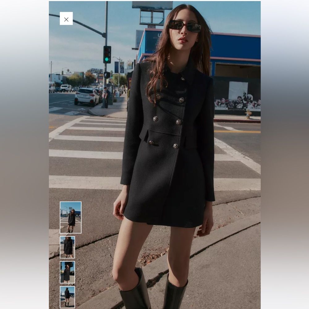 Zara wool blend double breasted short coat
